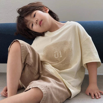 2026 Summer Korean Designer Kids' Unisex Short Sleeve T Shirt Trendy Boys Girls Summer Apparel Soft Cotton Blend Size 110-170cm