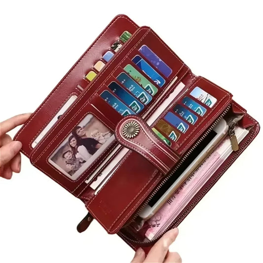Portefeuille Femme Haute Qualité Portefeuilles en Cuir Antivol Pour Femme Longue Fermeture Éclair Grande Pochette Femme Sac à Main Porte-Cartes Femme