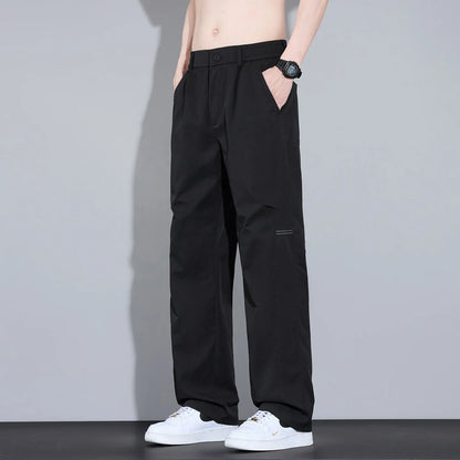 2026 New High Quality Summer Casual Pants Men Solid Color Straight Work Light Gray Outdoor Style Youth Khaki Thin Trousers Male