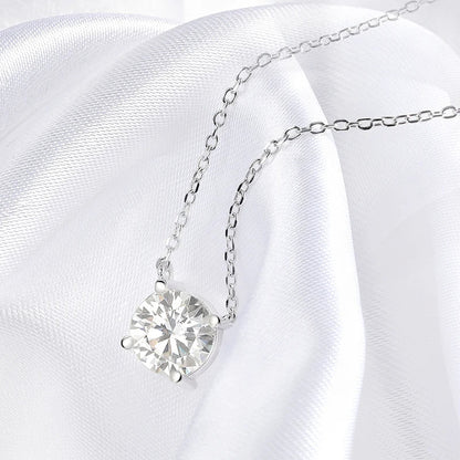 White Gold Plated 1-10CT Moissanite Necklace for Women Classic Four Claws Pendant Wedding Jewelry 925 Sterling Silver