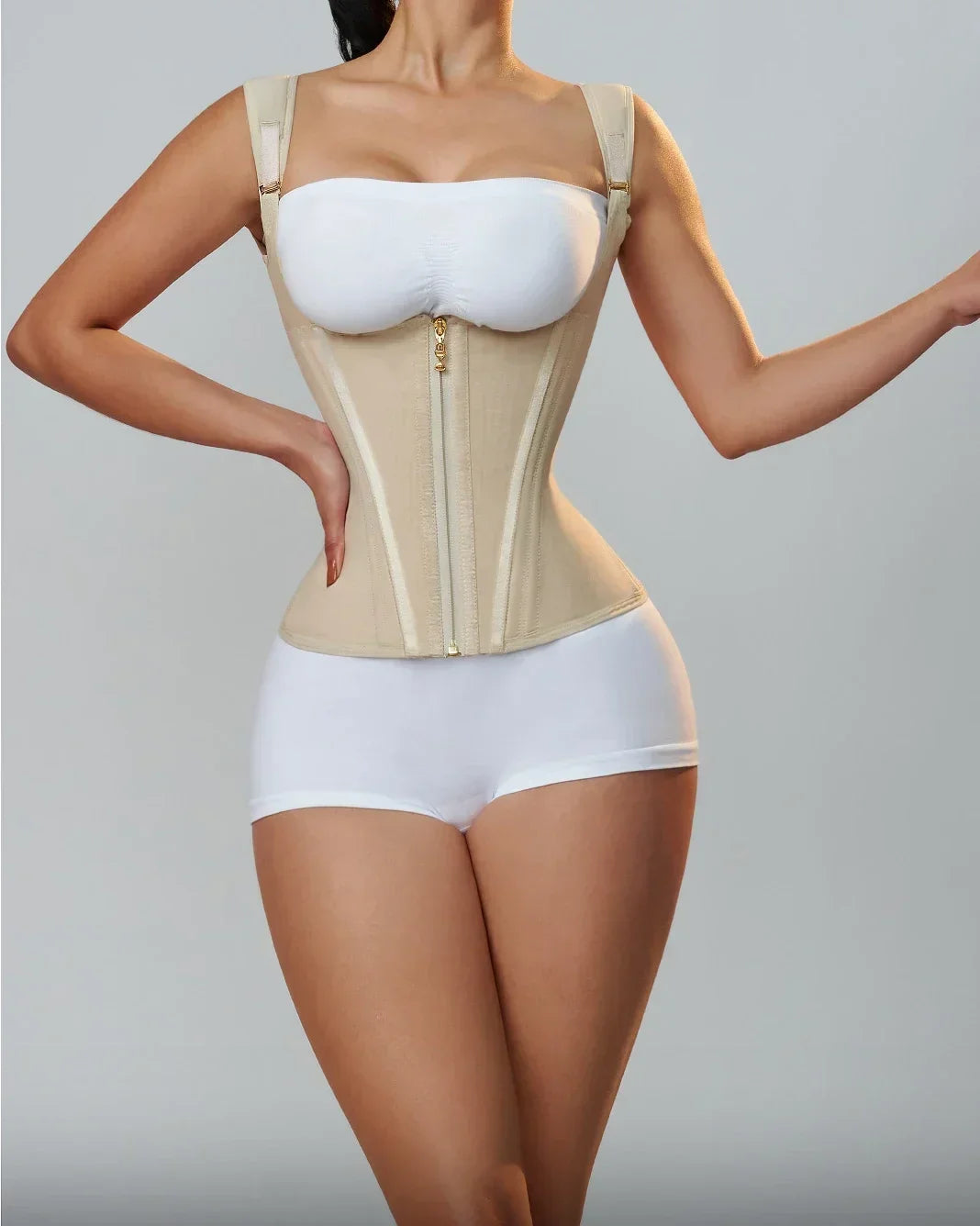 Fajas Body Shaper Shapewear Women Vest Tops Double Compression Waist Trainer Corset Adjustable Zipper and Hook-eyes