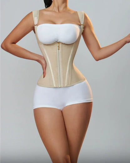 Fajas Body Shaper Shapewear Women Vest Tops Double Compression Waist Trainer Corset Adjustable Zipper and Hook-eyes