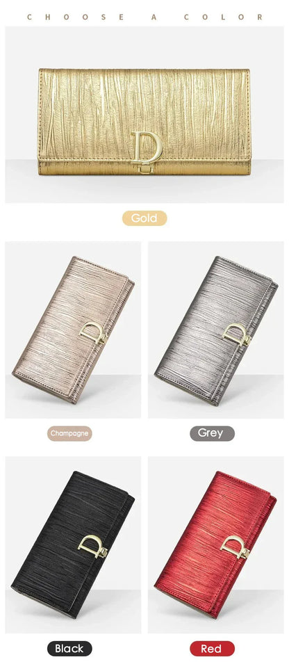 Fashion Women Long Wallets Female Long Phone Purse Luxury Genuine Leather Ladies Card Holder Stripe Wallet Cartera De Mujer