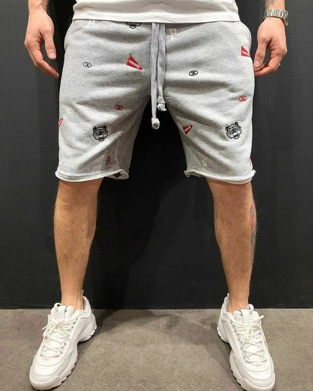 Mens Skinny Cotton Sporting Running Shorts Streetwear Bodybuilding Embroidered Fitness Short pants Jogger Gyms sport Shorts