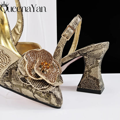 2025 Elegant Lilac Color Women's Heels Handbag Set Rhinestone Embellished Designer Shoes for Weddings Special Events