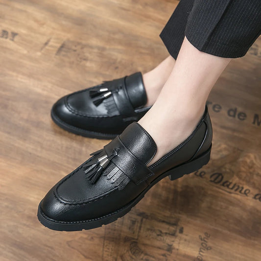 Tassel vamp loafers all match youth suit beamers men Korean version of British men's shoes best man shoes fashion