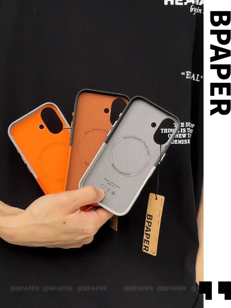 Case For iPhone 17 Pro Max Air Leather and Fabric Splicing Texture Card Insertion Magnetic Phone Cover For iPhone 17 Pro Shell