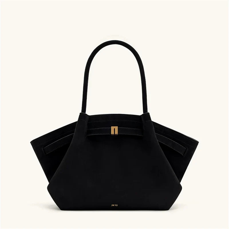 Women's High Quality Vintage Dumpling Bag Black Faux Suede, Vegan Leather Crossbody Shoulder Tote Handbag for Everyday