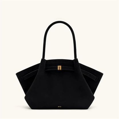 Women's High Quality Vintage Dumpling Bag Black Faux Suede, Vegan Leather Crossbody Shoulder Tote Handbag for Everyday