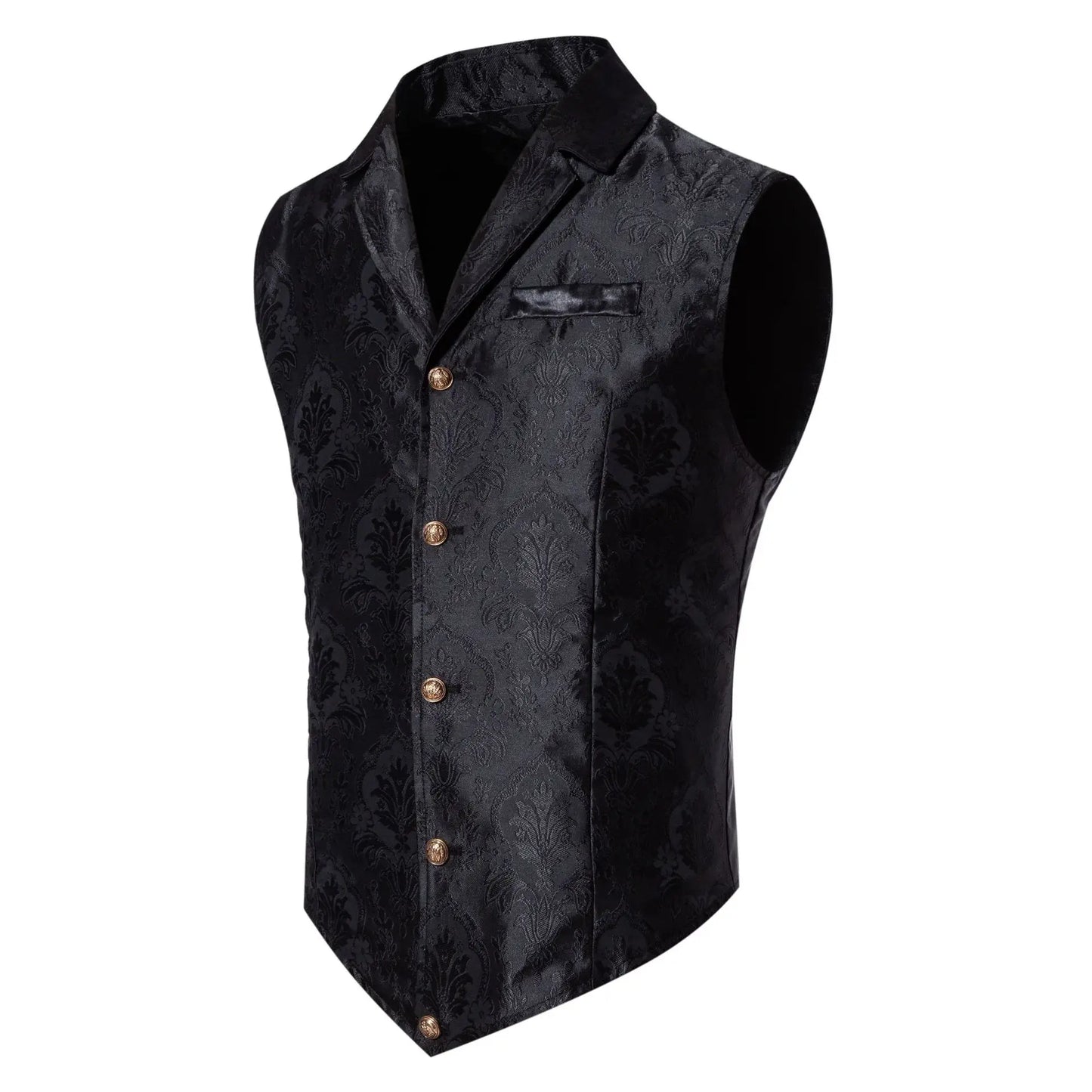 Men's Suit Vest, Jacquard Smart Casual Flip-Front Lapel Vest, Cross-Border Single-breasted Slim Fit Holiday Dress Waistcoat