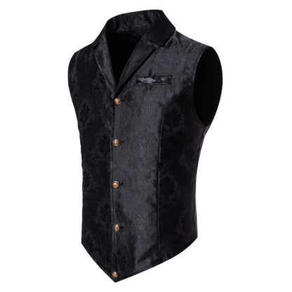Men's Suit Vest, Jacquard Smart Casual Flip-Front Lapel Vest, Cross-Border Single-breasted Slim Fit Holiday Dress Waistcoat