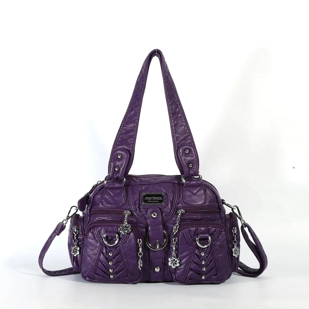 Women Handbags Fashion Satchel Top-handle Handbag PU Shoulder Bag 10.6"x8.3" Dumpling Pack Multi-pockets Shoulder Bags