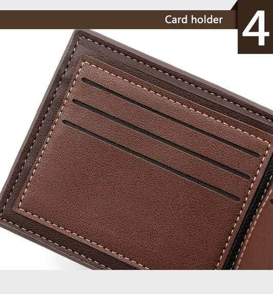 Nouveau portefeuille court homme, porte-cartes fin, portefeuille pour homme de marque en cuir PU de qualité, petit porte-photo, sac à trois volets, portefeuilles pour hommes givrés