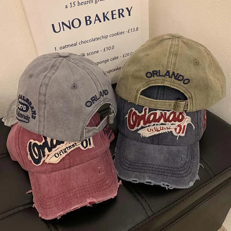 Hip Hop Holes Baseball Hat For Men Women Retro Washed Cotton Peaked Cap Fashion Snapback Sun Visors Punk Letter Bonnet кепка y2k