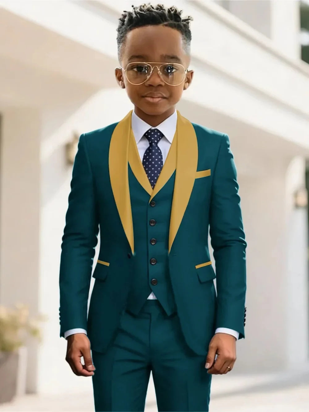 New Kids Suit Set 3 Pieces Wedding Ring Bearer Outfit Boys Handsome Shawl Lapel Tuxedo For Piano Peformance 2-20T