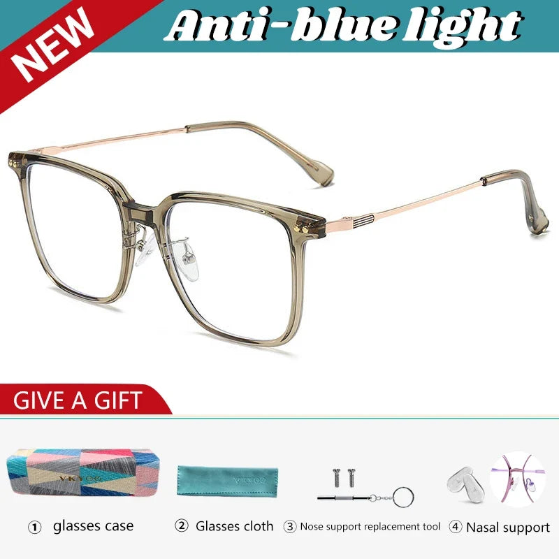 Simple Fashion Large Frame Geometric Square Glasses Can Be Customized Prescription Anti-blue Light Glasses Reading Glasses