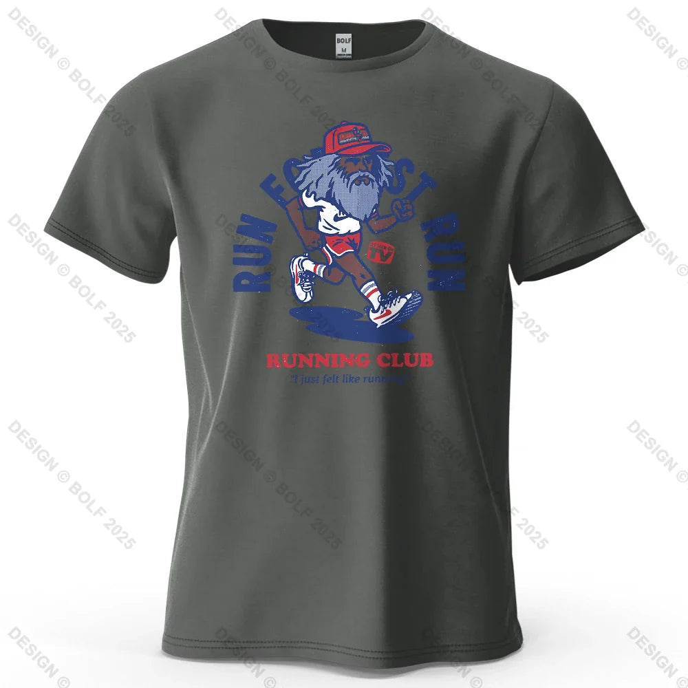Running Club Printed Men's T-Shirt 100% Cotton Oversized Fitness Motivation Graphic Tees for Women Tops Tees Streetwear