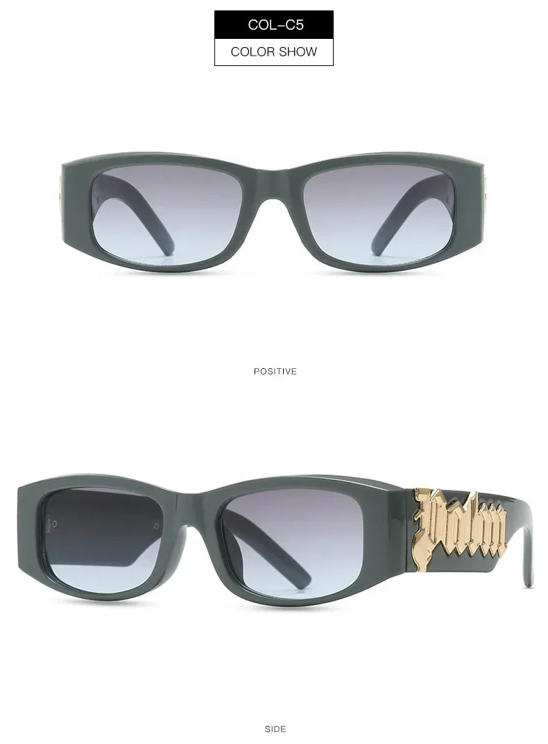 2024 Vintage Luxury Square Sunglasses Women Fashion Letters Sun Glasses Classic Retro Shades Outdoor Travel Male Eyewear UV400