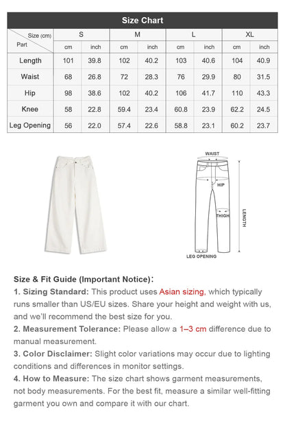 Women's Vintage High Waist Straight Leg Wide Leg Cotton Denim Jeans White Heavyweight Casual Pants For Spring Fall