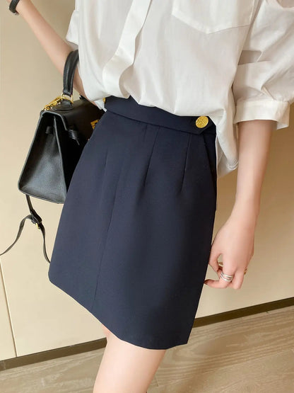 High end early autumn new fashionable small A-line skirt with buttocks wrapped, high-end gray half skirt  skirts