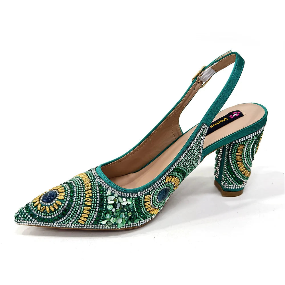 Elegant Italian Design Women's Party Shoes With Matching Handbag - Perfect for Hot African Weddings Stylish Heels and Bag Set