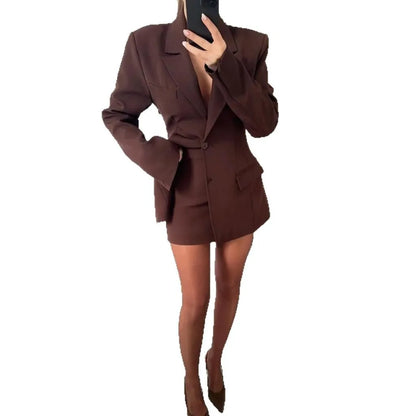 Elegant Suit Jacket Mini Skirt Sets Women Slim Waisted Blazers High Waist A-line Skirts 2025 Spring Lady Fashion Office Outfits