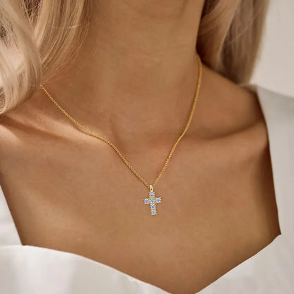 GRA Certified 3.5MM Moissanite Cross Pendant Necklaces for Women S925 Sterling Silver Clavicle Chains Fine Jewelry Gift