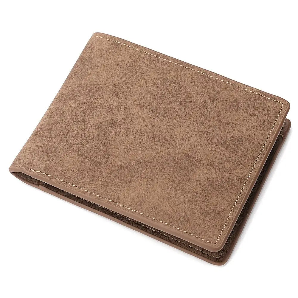 Fashion PU Leather Men Wallet Large-capacity Multi-card Slot Card Bag Folding Money Bag Lightweight Short Skin Short Purse
