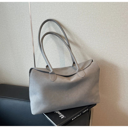 Classic Faux Suede Handbags Women England Style Elegant Shoulder Bags Big Solid Designer Casual Totes Lady Retro Female Packages