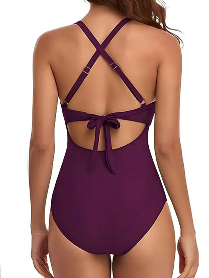 2026 Plain Ruched Swimsuit Women One Piece Solid Swimwear Female Beachwear Bathers Bathing Swimming Swim Bodysuit Summer