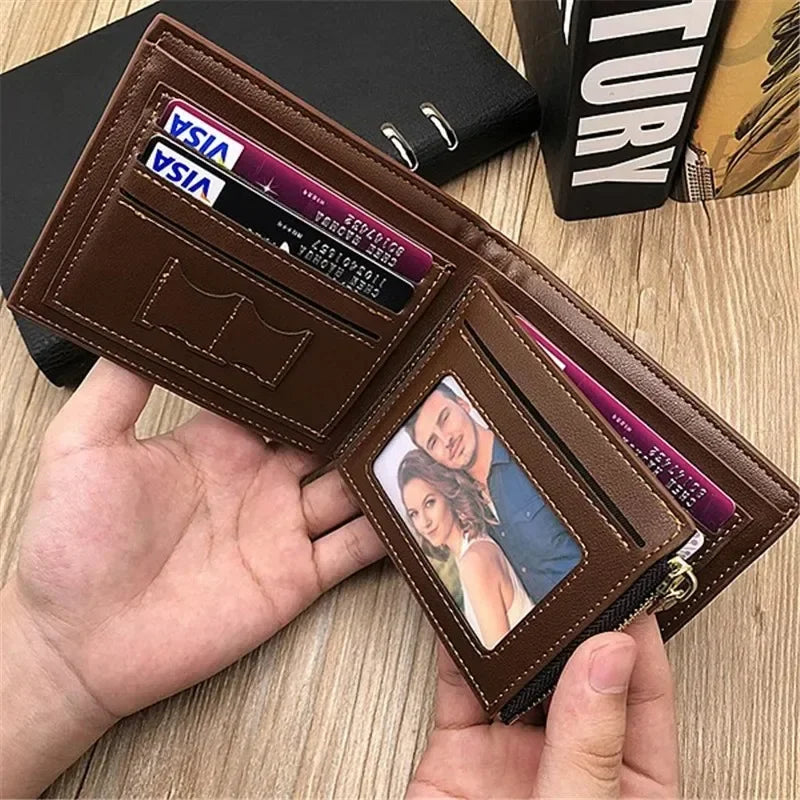 Custom Photo Wallet for Dad - Personalized Father's Day Gift for Men with Zipper & Coin Pocket, Picture Card Holder Wallets
