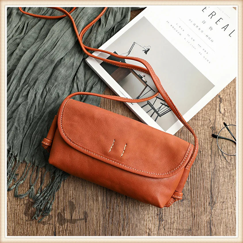 Handmade Retro Soft Cow Leather Women Bag 2026 New Simple Solid Color Shoulder Bags Leisure Ladies Small Messenger Bag