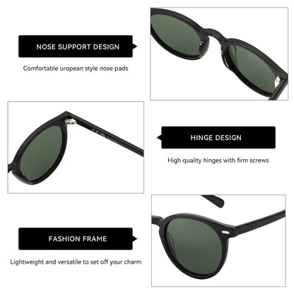 2026 Fashion Round Polarized Sunglasses Women Uv400 Protection Shade High-quality Acetate Retro Sun Glasses ZS6215