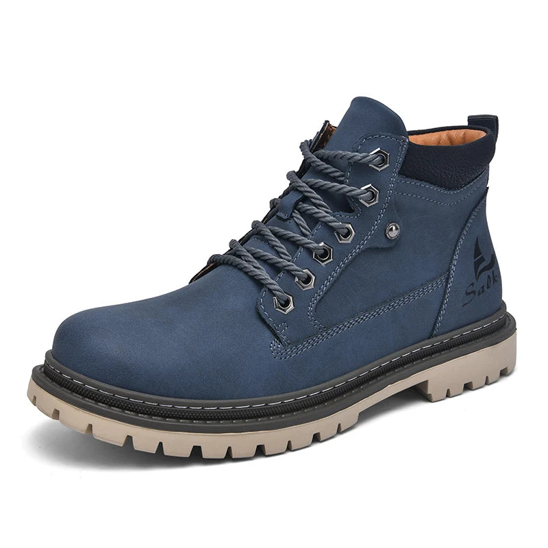 Handmade Men Boots Autumn Outdoor Hiking Boots Ankle Winter Leather Shoes Sneakers Hombres Botas High Top Footwear Anti Slip