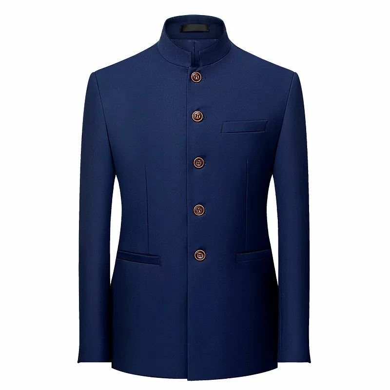 2026 Men's Chinese Style Long Sleeve Suit Jacket Korean Fit Formal Wear Asian Sizes L-7XL in Red White Black Yellow Blue Coat