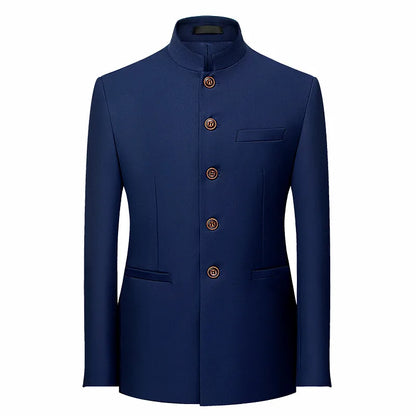 2026 Men's Chinese Style Long Sleeve Suit Jacket Korean Fit Formal Wear Asian Sizes L-7XL in Red White Black Yellow Blue Coat