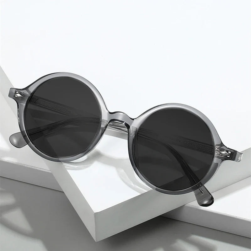 Fashion TR90 Round Big Frame Myopia Optical Prescription Gray Sunglasses For Women Men Driving Fishing Retro Sunglasses 0 to-6.0