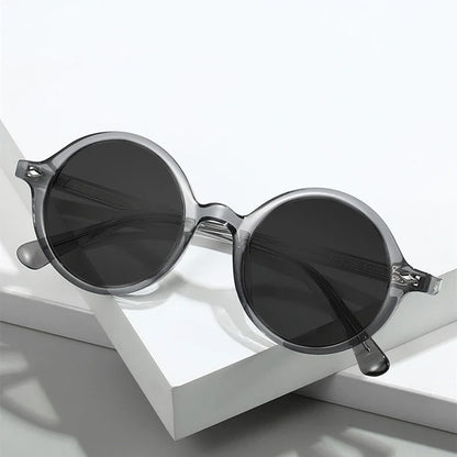 Fashion TR90 Round Big Frame Myopia Optical Prescription Gray Sunglasses For Women Men Driving Fishing Retro Sunglasses 0 to-6.0