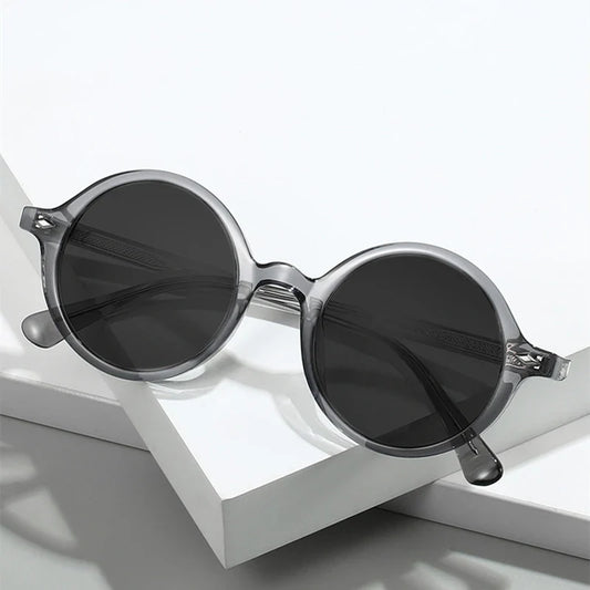 Fashion TR90 Round Big Frame Myopia Optical Prescription Gray Sunglasses For Women Men Driving Fishing Retro Sunglasses 0 to-6.0