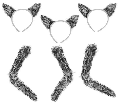 Girls Wolf Ear Headband Tail Skirt Mask Suit Wolf Cosplay Costumes Children Stage Costume Birthday Gift Halloween Animal Dress