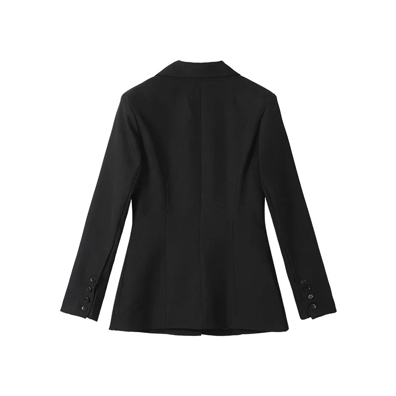 Casual Single-breasted Suit Jackets 2026 Spring New Female Elegant Lapel Full Sleeve Blazers Coat Women's Waist-cinching Outwear