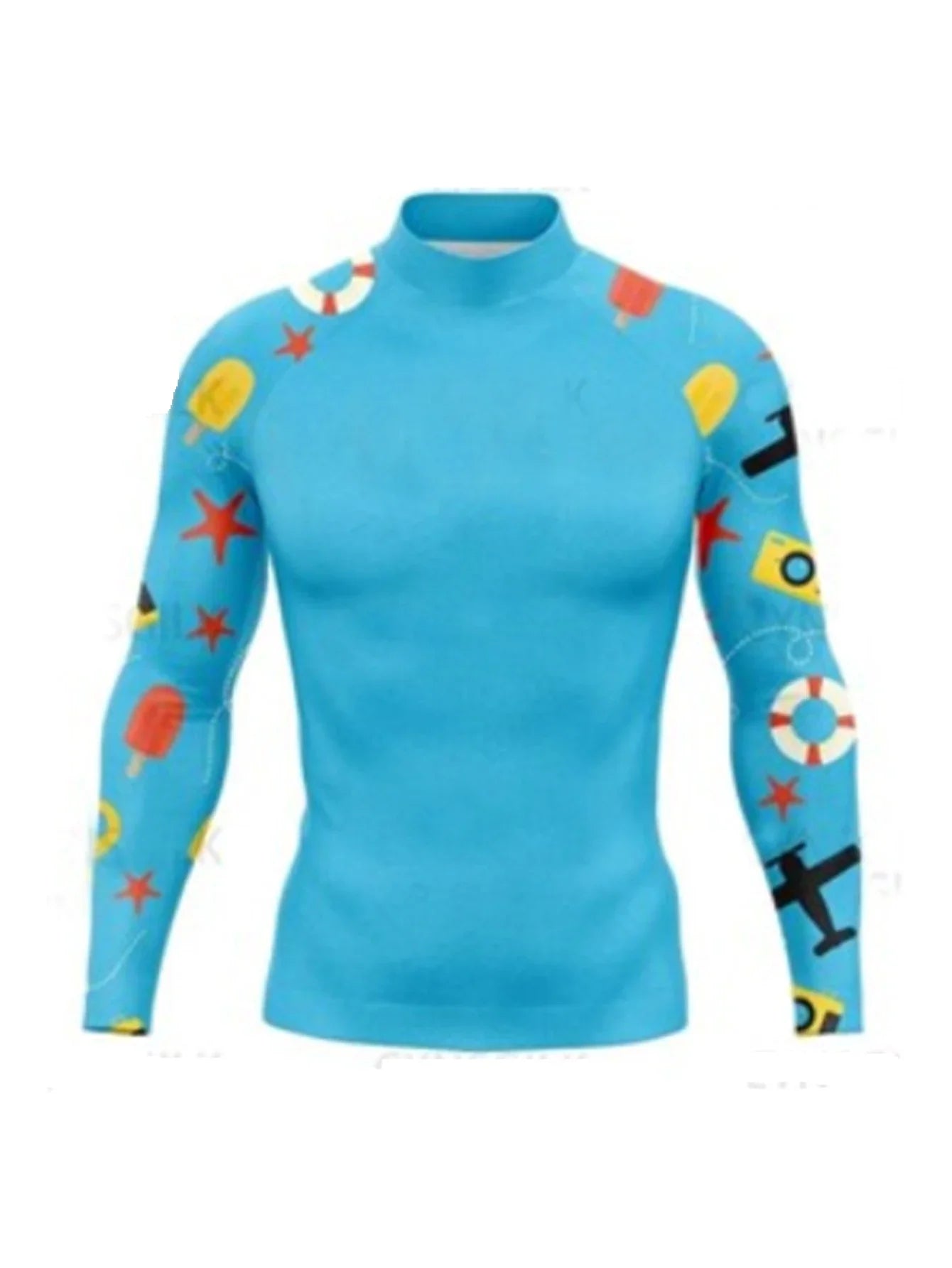 Men's Rashguard Long Sleeve Surfing Shirts Sunscreen Lycra Fabric Soft Surf Sweatshirt UV Protection Swimwear