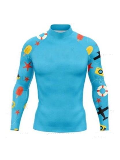 Men's Rashguard Long Sleeve Surfing Shirts Sunscreen Lycra Fabric Soft Surf Sweatshirt UV Protection Swimwear