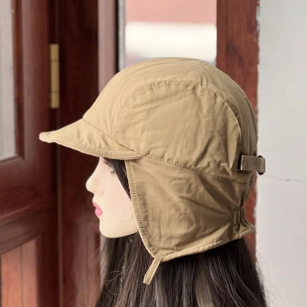 Japanese Retro Bomber Hat Solid Color Windproof Velvet Pilot Hat Ear Protection Lei Feng Hat Keep Warm