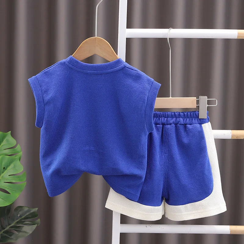 New Summer Baby Clothes Set Children Boys Sleeveless Vest Shorts 2Pcs/Set Toddler Clothing Infant Casual Costume Kids Tracksuits