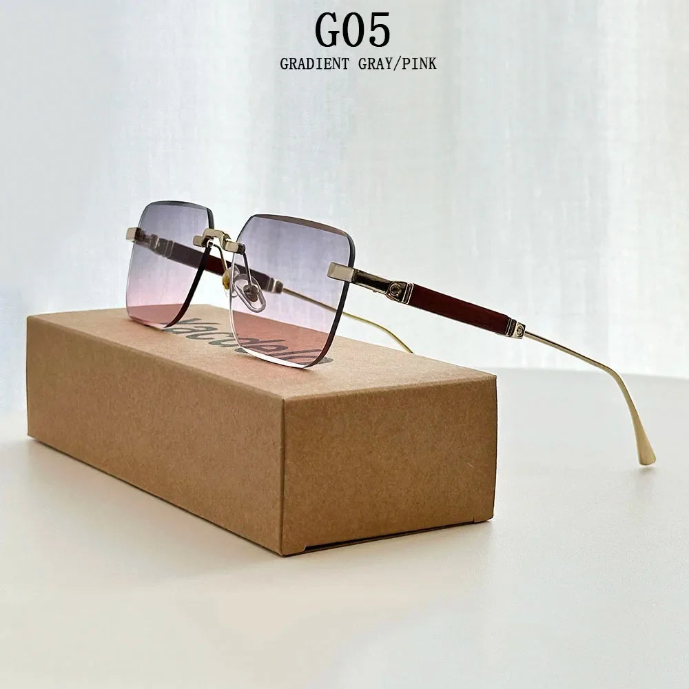 Rimless Sunglass Men Vintage 2025 Fashion Glasses Square Sunglasses Women Trendy And Fashionable Gafas De Sol Hombre Zonnebril