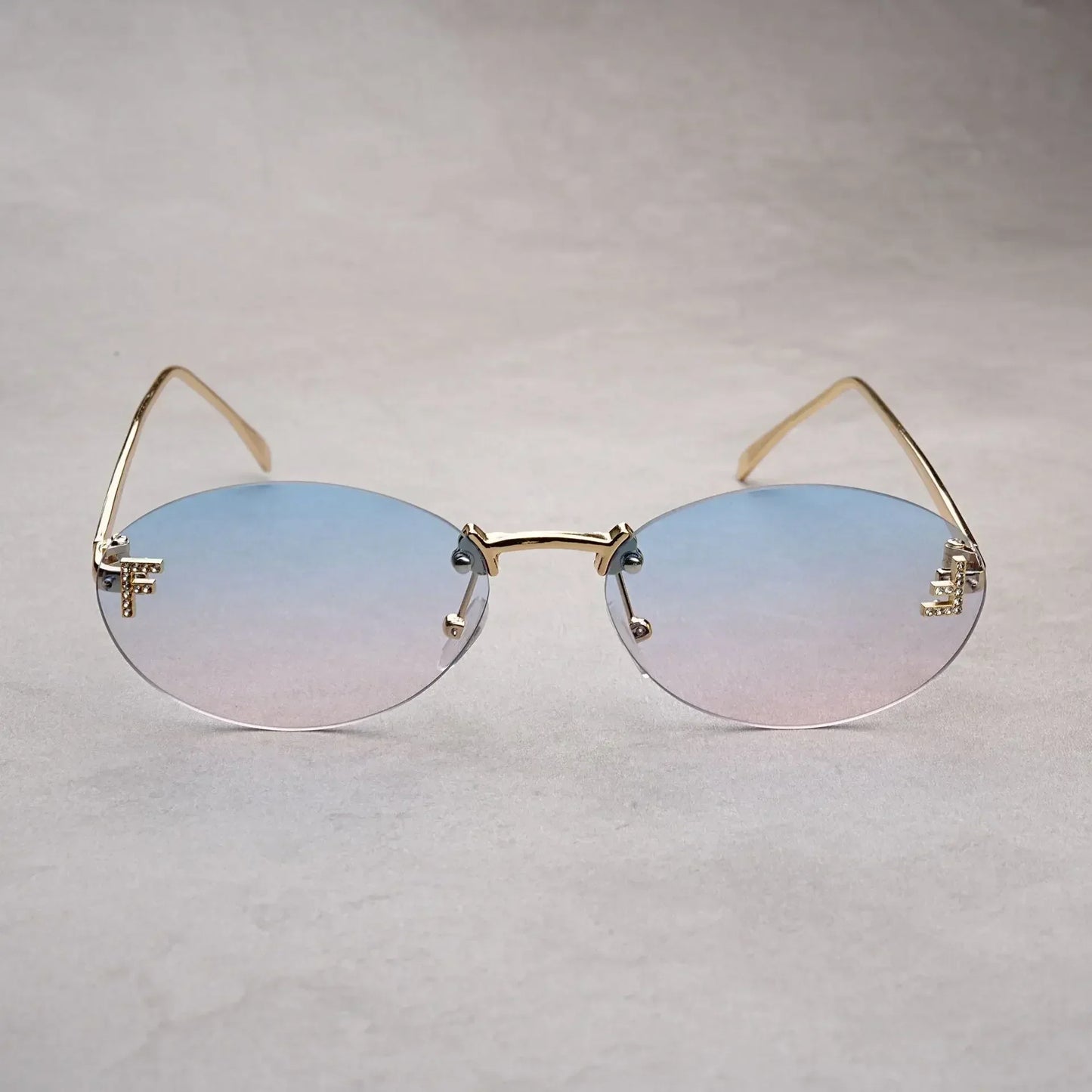 Rimless Oval Sunglasses Women 2025 New Fashion Gradient Ocean Lenses Sun Glasses Stylish Women Luxury Brand Design Shades