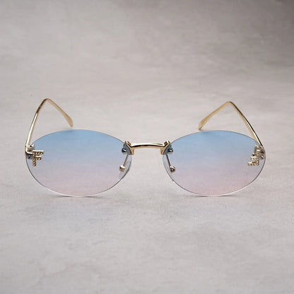 Rimless Oval Sunglasses Women 2025 New Fashion Gradient Ocean Lenses Sun Glasses Stylish Women Luxury Brand Design Shades