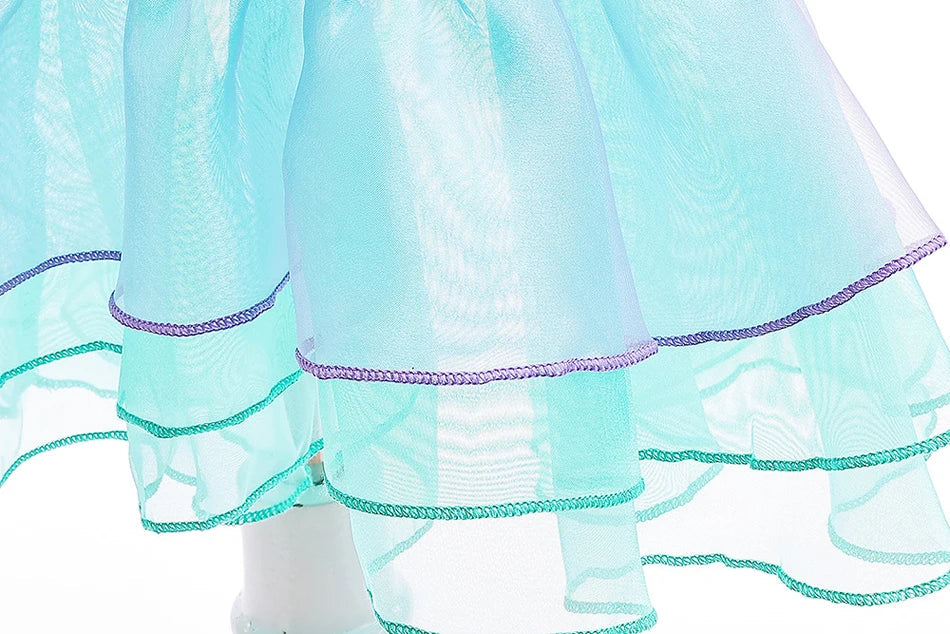 Halloween Costume Mermaid Dress Girl Ruffles Shell Fishtail Frocks Ariel Fantasy Luxury Princess Gown Children Fancy Fairy Dress
