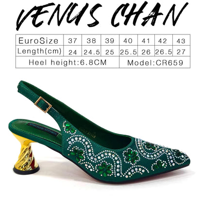 2024 Elegant Rhinestone Pointed-Toe Pumps With Matching Bag Set Large Capacity Bag for Women's Party High Heels